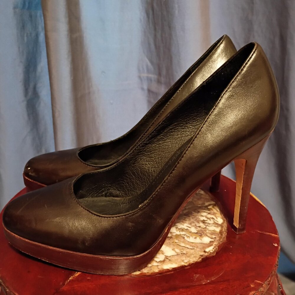 Steve Madden Risque Brown Leather Women's Platform Heels Size 7M 4" Heel - Picture 4 of 9